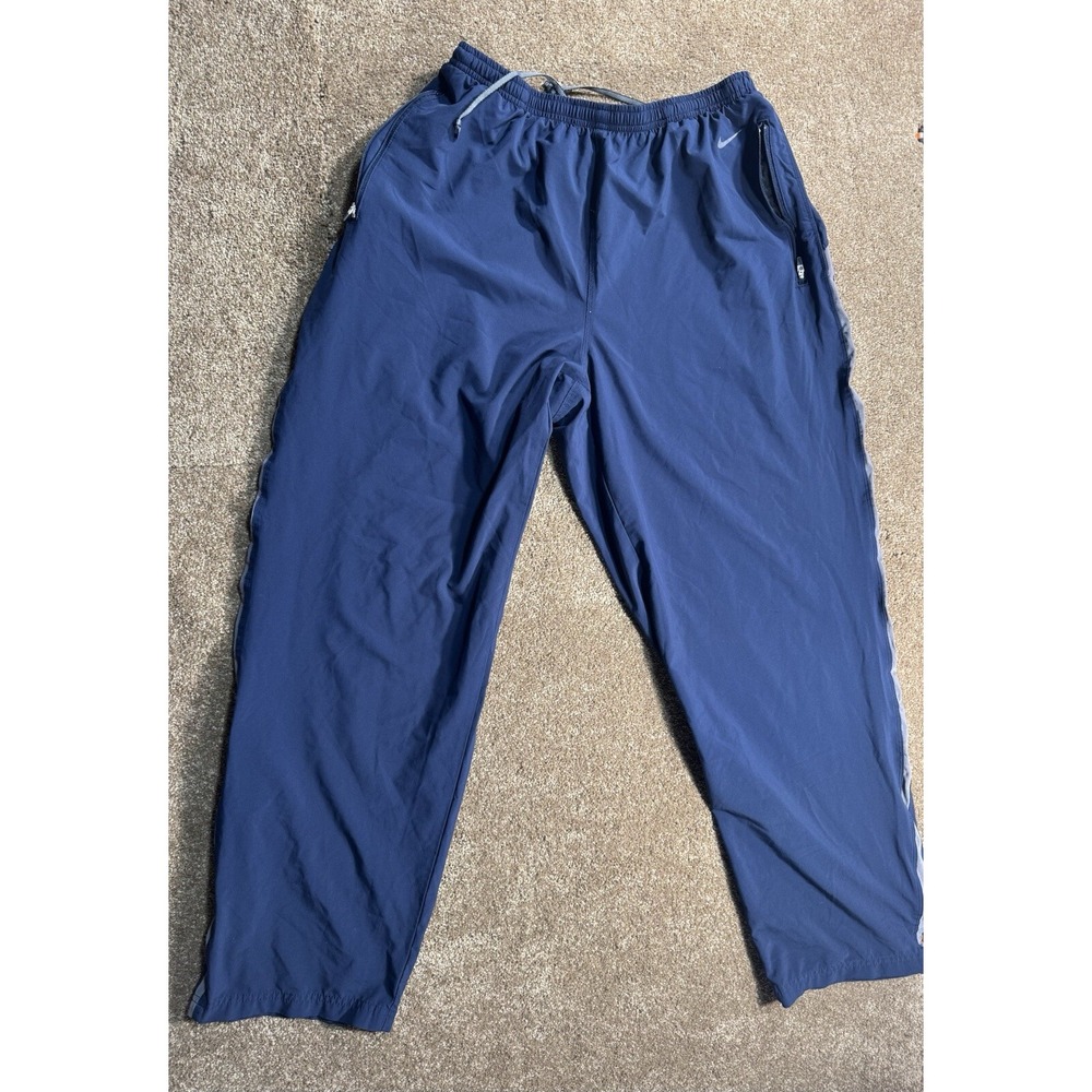 VINTAGE Nike Track Pants Mens XL Blue Windbreaker Fit Dry Straight Leg Y2K